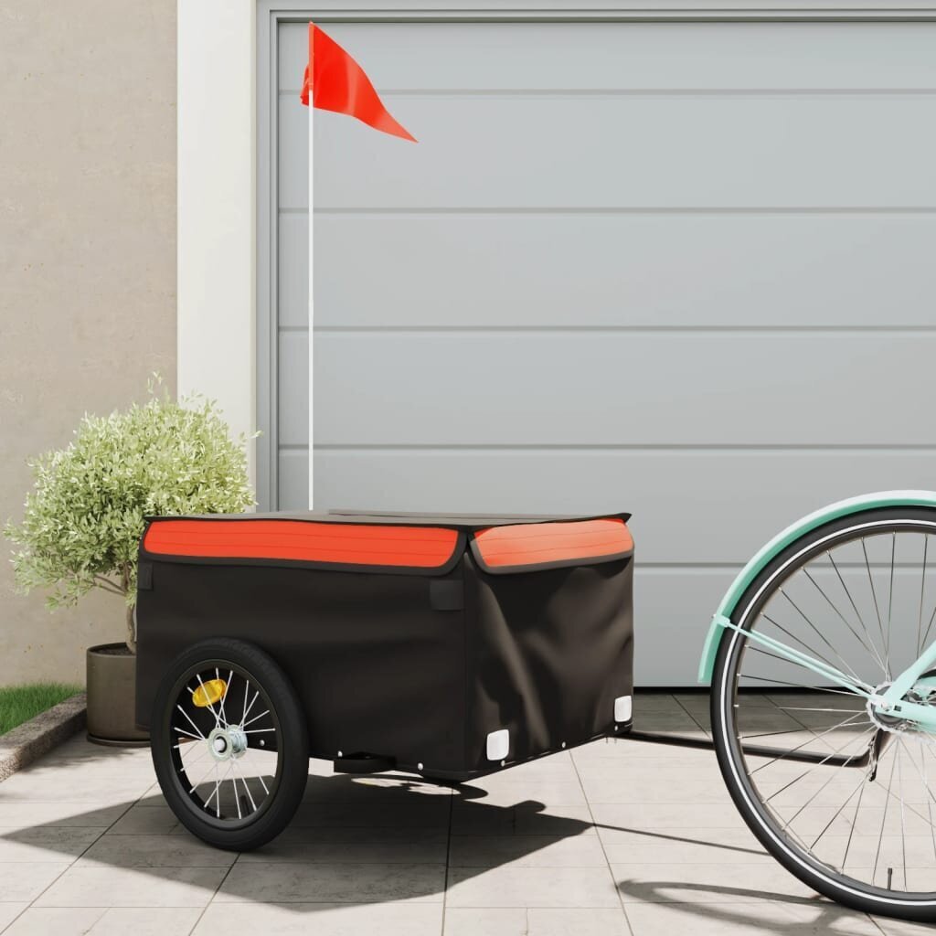 vidaXL jalgratta haagis, must ja oranž, 45 kg, raud hind ja info | Jalgrattakärud | kaup24.ee