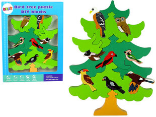 Puidust pusle Lean Toys Puu lindudega hind ja info | Pusled | kaup24.ee