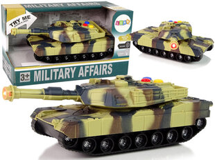 Sõjaline mängutank koos helide ja tuledega Lean Toys, pruun hind ja info | Poiste mänguasjad | kaup24.ee