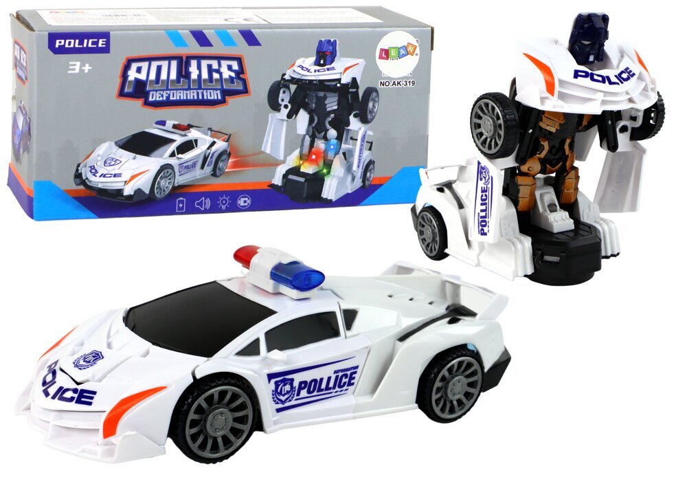Politseiauto-robot 2in1, valge цена и информация | Poiste mänguasjad | kaup24.ee
