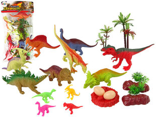 Dinosauruse figuuride komplekt koos tarvikutega Lean Toys, 21-osaline hind ja info | Poiste mänguasjad | kaup24.ee