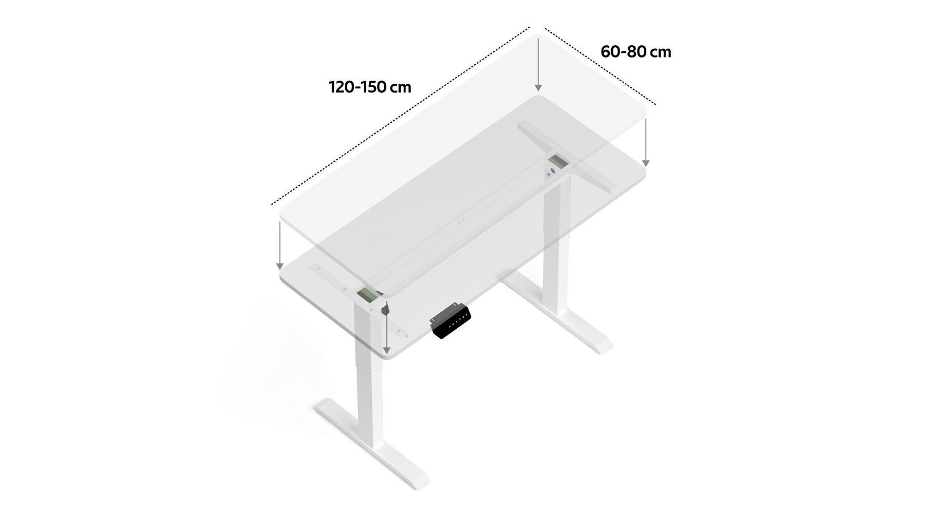 Reguleeritava kõrgusega lauaraam Eko-light Levano System Control Series, valge цена и информация | Arvutilauad, kirjutuslauad | kaup24.ee