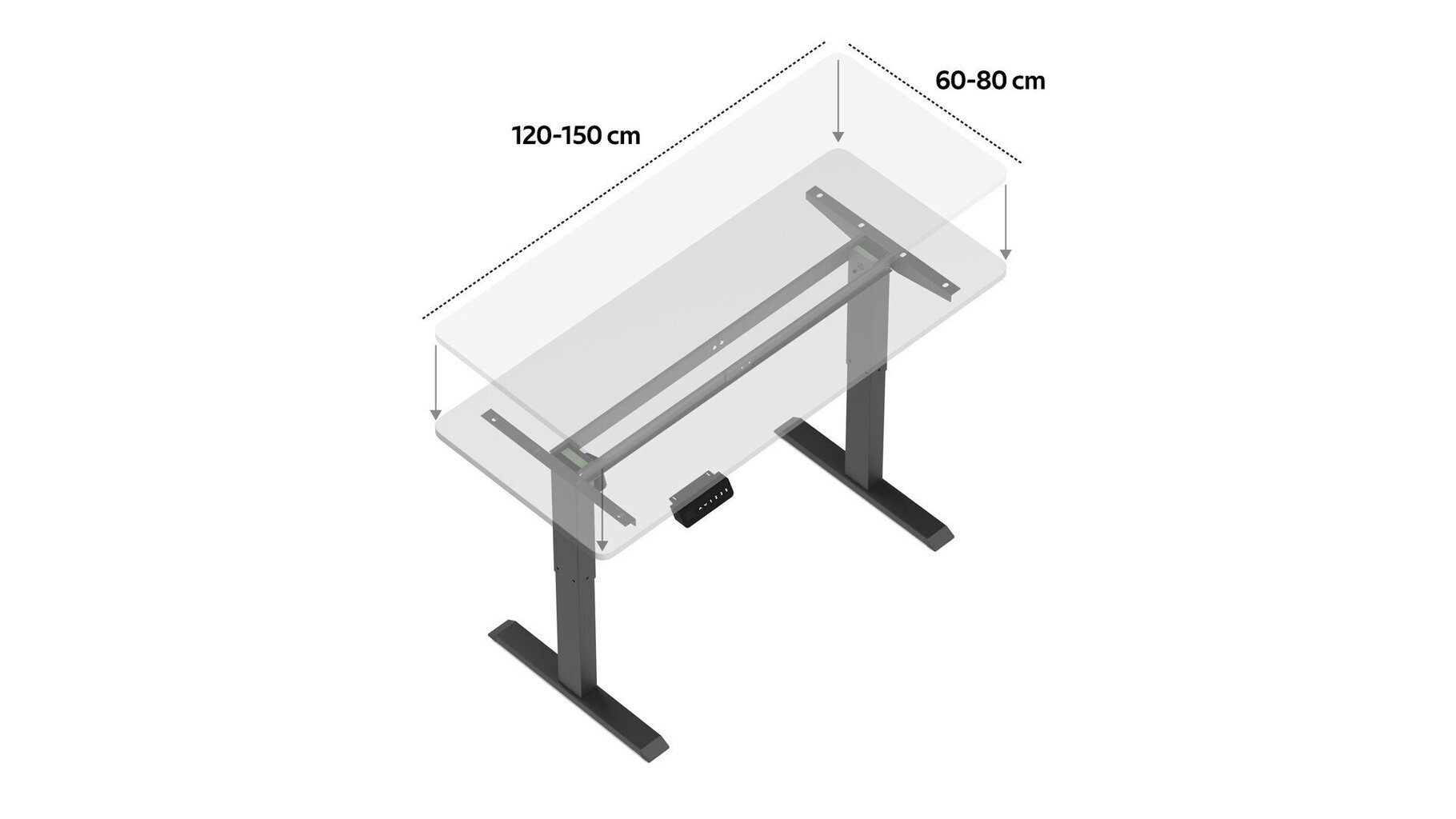 Reguleeritava kõrgusega lauaraam Eko-light Levano System Control Series, must hind ja info | Arvutilauad, kirjutuslauad | kaup24.ee