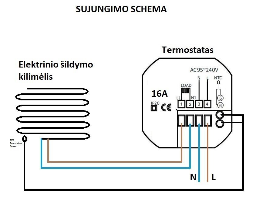 Nutitermostaat Spring TR8000-1WB, termostaat põrandaküttele, must hind ja info | Põrandaküte | kaup24.ee