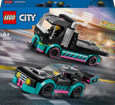 60406 LEGO® City Race Car and Car Carrier Truck võidusõiduauto ja autorekka hind ja info | Klotsid ja konstruktorid | kaup24.ee