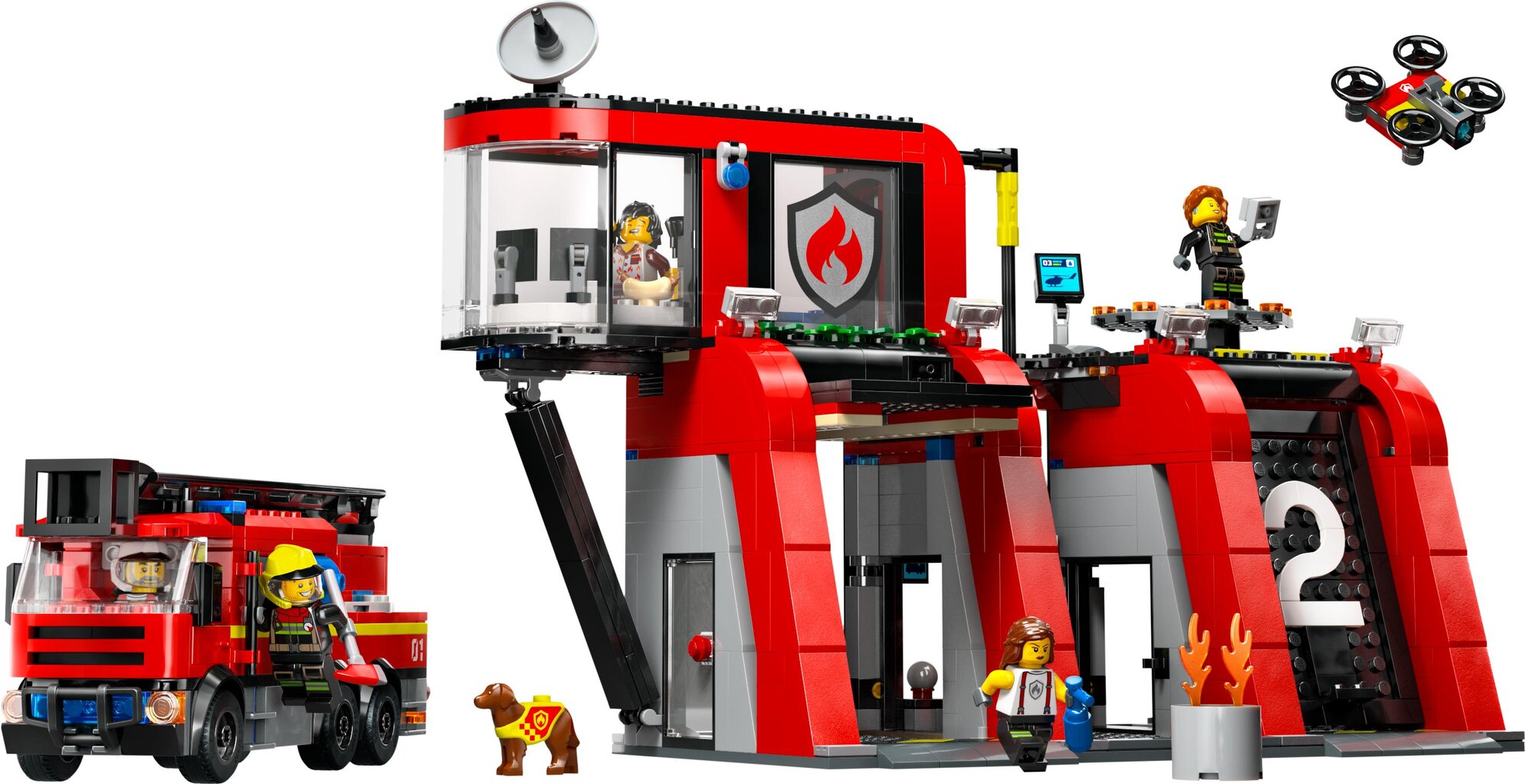 60414 LEGO® City Fire Station with Fire Truck tuletõrjedepoo koos tuletõrjeautoga hind ja info | Klotsid ja konstruktorid | kaup24.ee