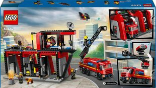 60414 LEGO® City Fire Station with Fire Truck tuletõrjedepoo koos tuletõrjeautoga цена и информация | Конструкторы и кубики | kaup24.ee