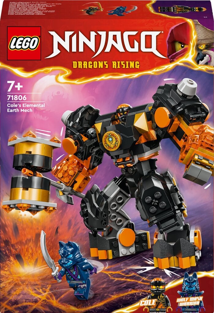 71806 LEGO® Ninjago Cole's Elemental Earth Mech elementaarne maarobot цена и информация | Klotsid ja konstruktorid | kaup24.ee