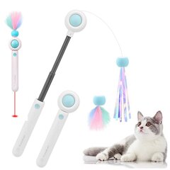 Телескопическая удочка с перьями и лазером для кошек цена и информация | Игрушки для кошек | kaup24.ee