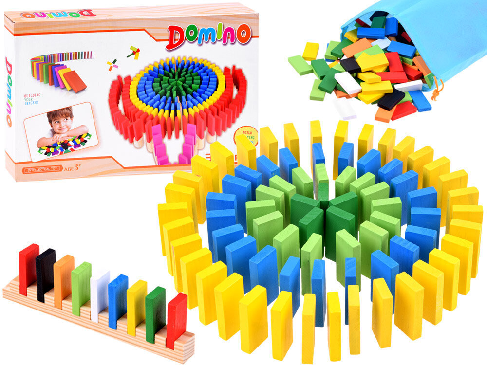 Puidust värvilised Doomino klotsid, 300 tk. hind ja info | Arendavad mänguasjad | kaup24.ee