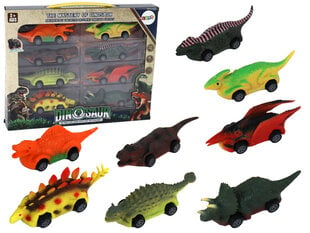 Mängusõidukite komplekt Lean Toys Dinosaurused, 8-osaline hind ja info | Poiste mänguasjad | kaup24.ee