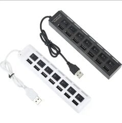 OEM 7-pordiline USB-jaotur, USB Hub, must цена и информация | Адаптеры и USB-hub | kaup24.ee