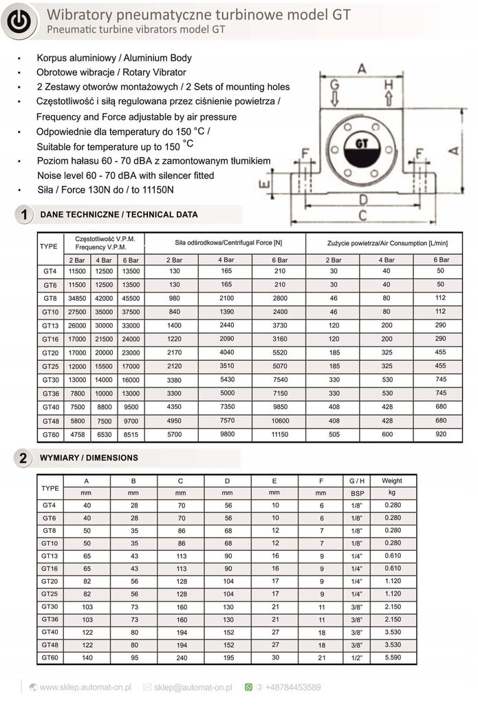 Pneumaatiline turbiinivibraator - mudel GT20 цена и информация | Käsitööriistad | kaup24.ee