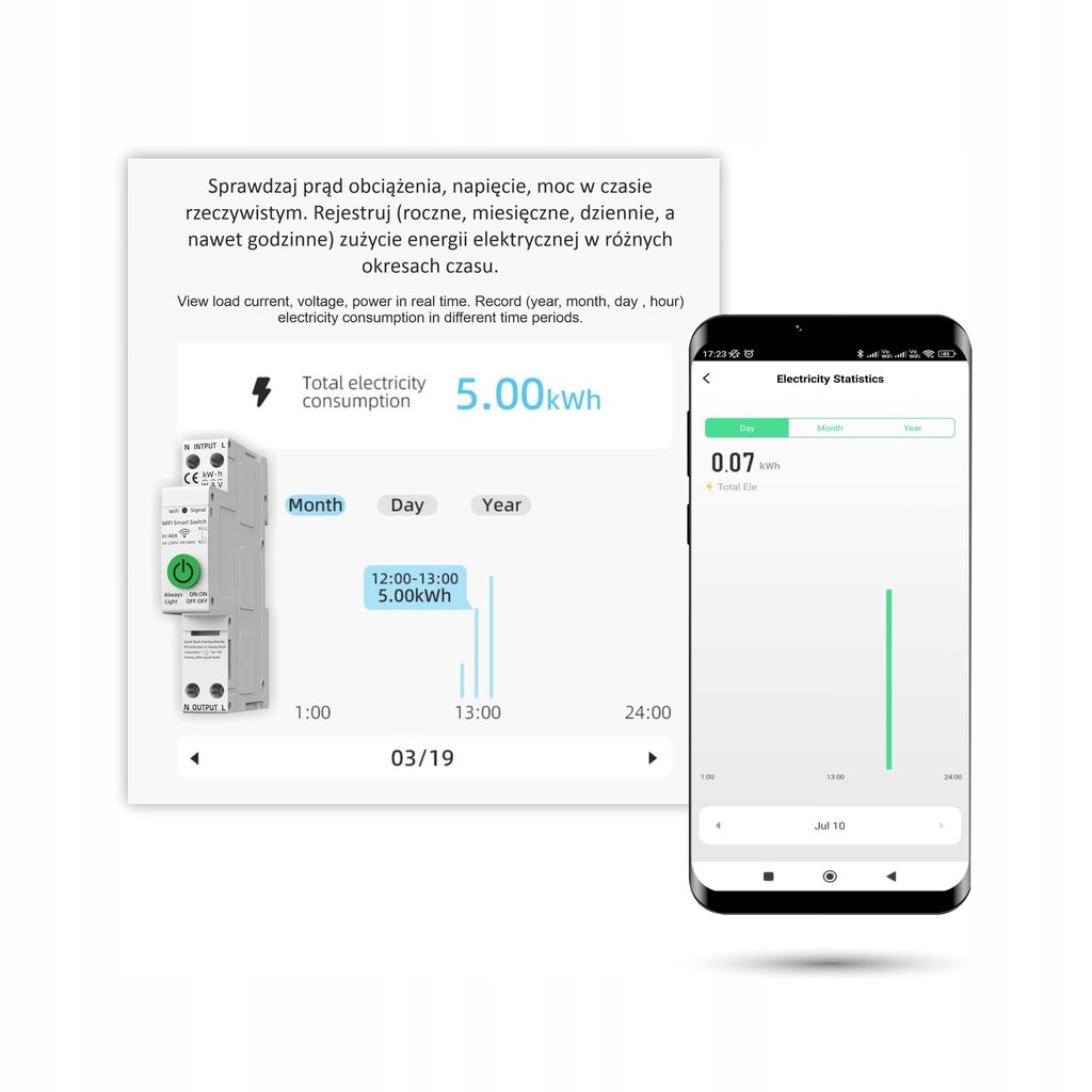 TUYA WiFi kaitse 1-40A hind ja info | Lülitid ja pistikupesad | kaup24.ee