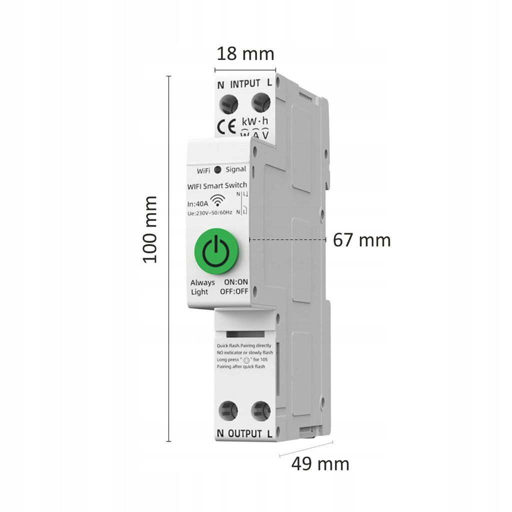 TUYA WiFi kaitse 1-40A hind ja info | Lülitid ja pistikupesad | kaup24.ee