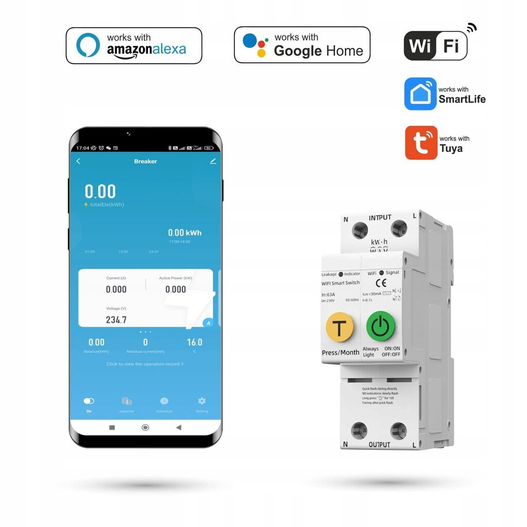 Tuya WiFi kaitse 1-63A hind ja info | Laste ohutustarvikud | kaup24.ee