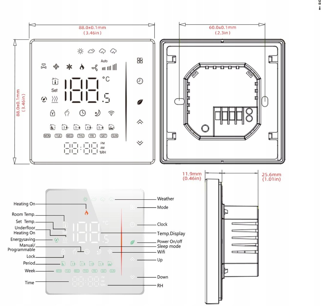 Zigbee Tuya kaherežiimiline termostaat Küte Jahutus цена и информация | Põrandaküte | kaup24.ee