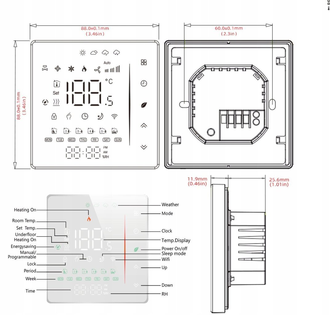 Zigbee Tuya kaherežiimiline termostaat Küte Jahutus цена и информация | Põrandaküte | kaup24.ee