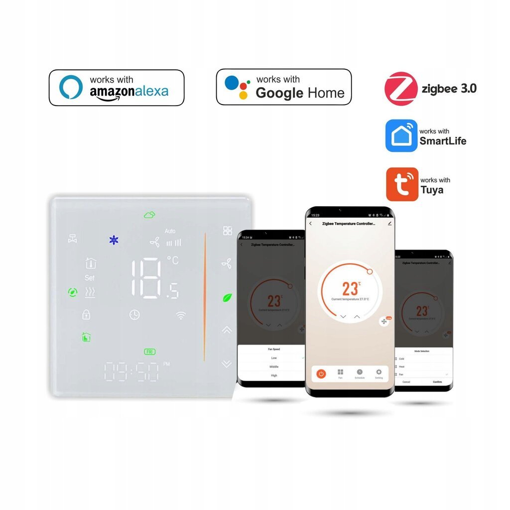 Zigbee Tuya kaherežiimiline termostaat Küte Jahutus цена и информация | Põrandaküte | kaup24.ee