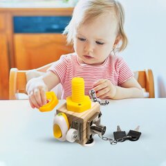 Деревянный обучающий сенсорный кубик Busy Cube для детей цена и информация | Развивающие игрушки и игры | kaup24.ee