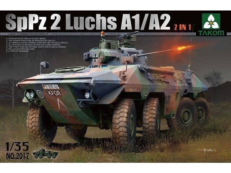 Takom mudelikomplekt Bundeswehr SpPz 2 Luchs A1/A2 2 in 1, 1/35, 2017 hind ja info | Klotsid ja konstruktorid | kaup24.ee