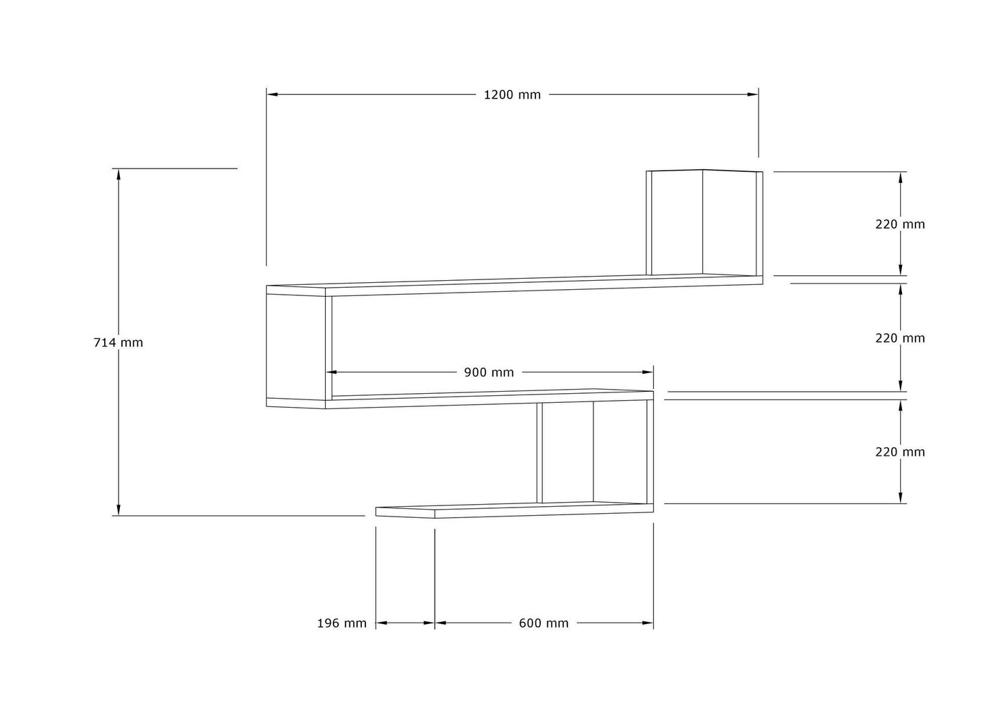 Seinariiul, Asir, 120x71x20 cm, hall hind ja info | Riiulid | kaup24.ee