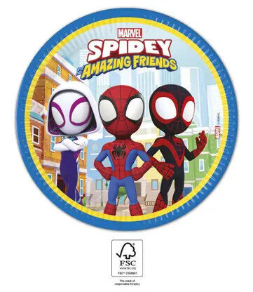 Ühekordsed papptaldrikud Spidey Spiderman, 8 tk цена и информация | Ühekordsed nõud | kaup24.ee