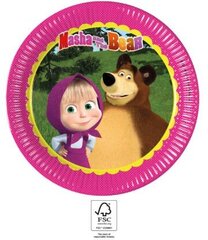 Ühekordsed papptaldrikud Masha and the Bear, 8 tk hind ja info | Ühekordsed nõud | kaup24.ee