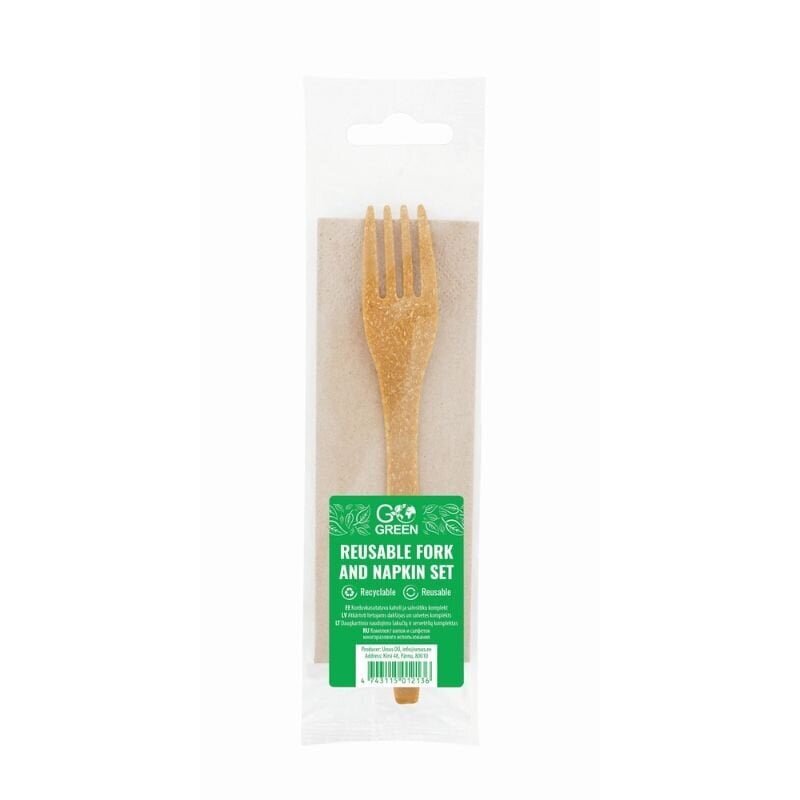 Korduvkasutatav kahvli ja salvrätiku komplekt, 0,05 kg hind ja info | Ühekordsed nõud | kaup24.ee