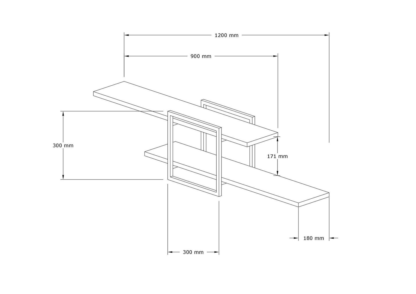 Seina riiul, Asir, 120x30x18 cm, beež, must hind ja info | Riiulid | kaup24.ee