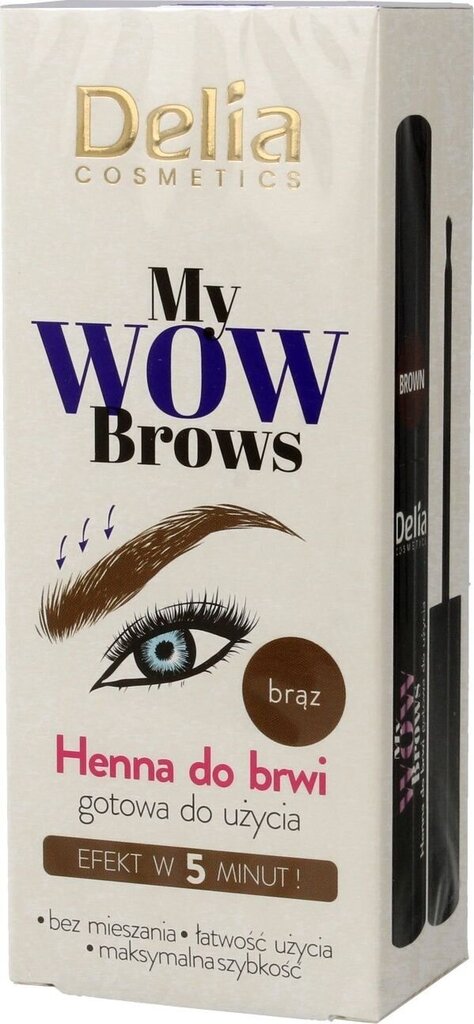 Henna kulmudele Delia My Wow Brows 4.0 Brown, 6 ml цена и информация | Kulmuvärvid, -pliiatsid | kaup24.ee