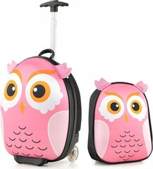 Laste kohvri komplekt koos seljakotiga Öökull, suurus S, roosa hind ja info | Kohvrid, reisikotid | kaup24.ee