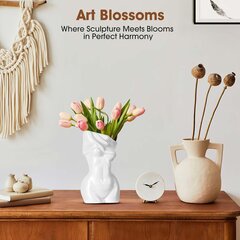 Керамическая ваза с белой женской фигурой, 20 см. цена и информация | Vaasid | kaup24.ee