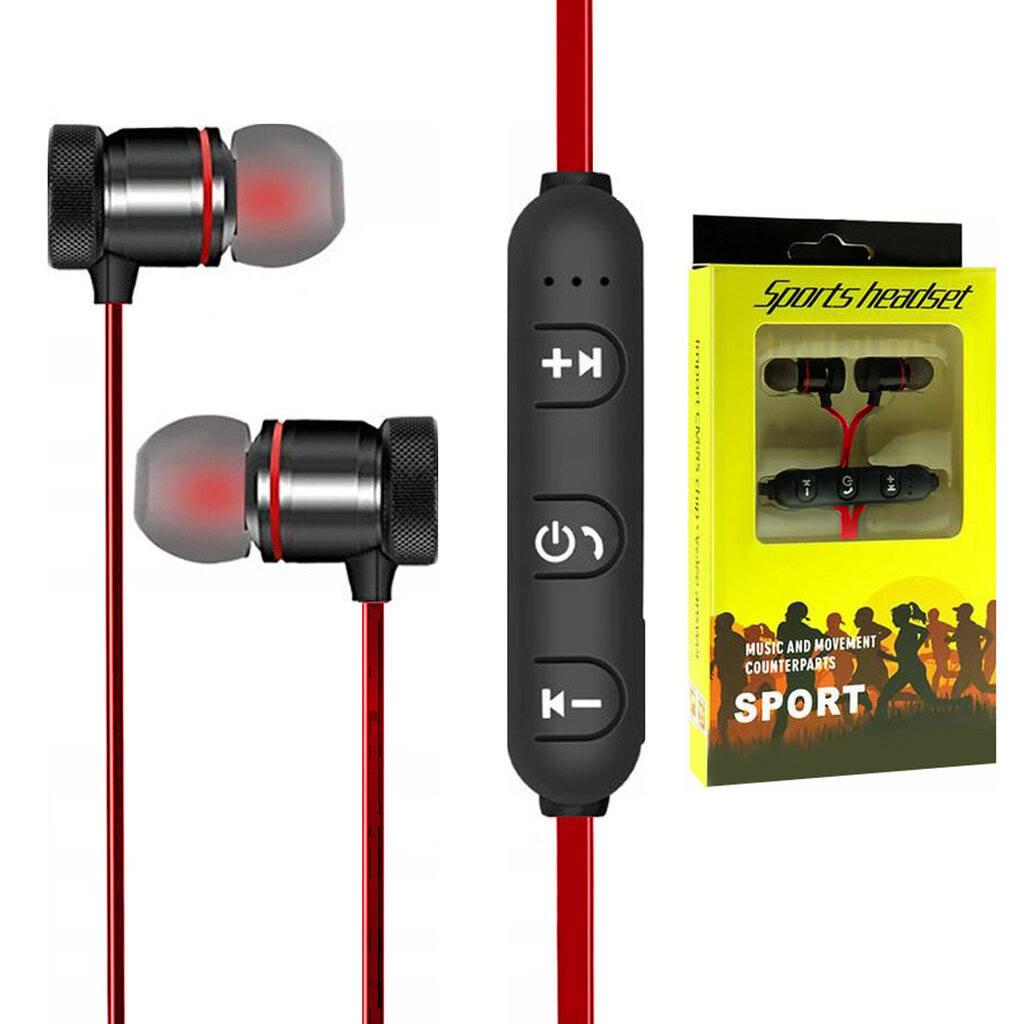 Juhtmeta spordikõrvaklapid BestSin Sports Magnetic Bluetooth koos mikrofoniga punane hind ja info | Kõrvaklapid | kaup24.ee