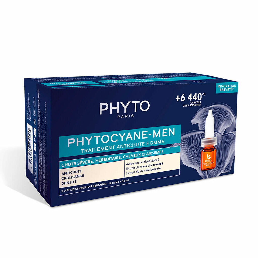 Ampull juuste väljalangemise vastu Phyto Paris Phytocyane meestele, 12 x 3,5 ml hind ja info | Maskid, õlid, seerumid | kaup24.ee