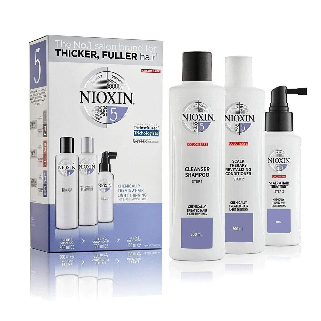 Nioxin System 5 komplekt: System 5 Cleanser šampoon, 300 ml + System 5 Scalp Revitaliser palsam, 300 ml + System 5 peanaha seerum, 100 ml hind ja info | Maskid, õlid, seerumid | kaup24.ee