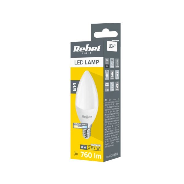 Rebel LED küünlakujuline lamp, 8W, E14, 4000K, 230V цена и информация | Lambipirnid, lambid | kaup24.ee