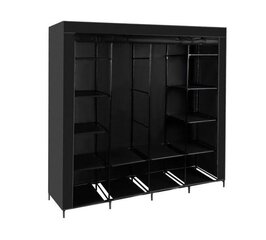 Большой складной тканевый шкаф - черный, 170х170х40 см цена и информация | Шкафы | kaup24.ee