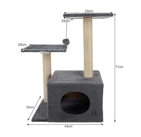 Majaga kassikraapimispost Purlov, 71 cm, hall hind ja info | Kraapimispuud | kaup24.ee