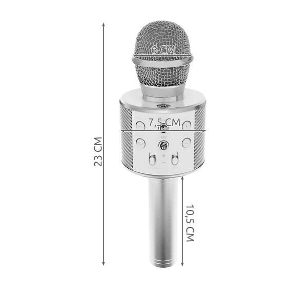 Karaokemikrofon, hõbedane hind ja info | Mikrofonid | kaup24.ee