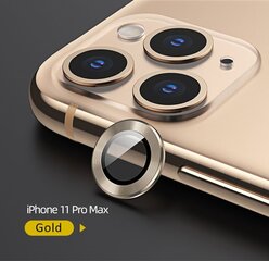 USAMS Camera Lens Glass iPhone 11 Pro Max metal ring złoty|gold BH573JTT04 (US-BH573) цена и информация | Защитные пленки для телефонов | kaup24.ee