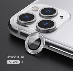 USAMS Camera Lens Glass iPhone 11 Pro metal ring srebrny|silver BH571JTT03 (US-BH571) цена и информация | Защитные пленки для телефонов | kaup24.ee