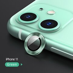 USAMS Camera Lens Glass iPhone 11 metal ring zielony|green BH572JTT05 (US-BH572) цена и информация | Защитные пленки для телефонов | kaup24.ee