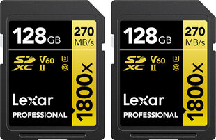 Lexar SDXC 128 GB + 128 GB hind ja info | Mobiiltelefonide mälukaardid | kaup24.ee