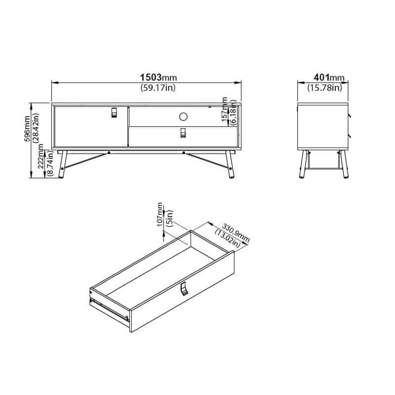 TV laud Aatrium, 150x40x59 cm, must/pruun цена и информация | TV alused | kaup24.ee