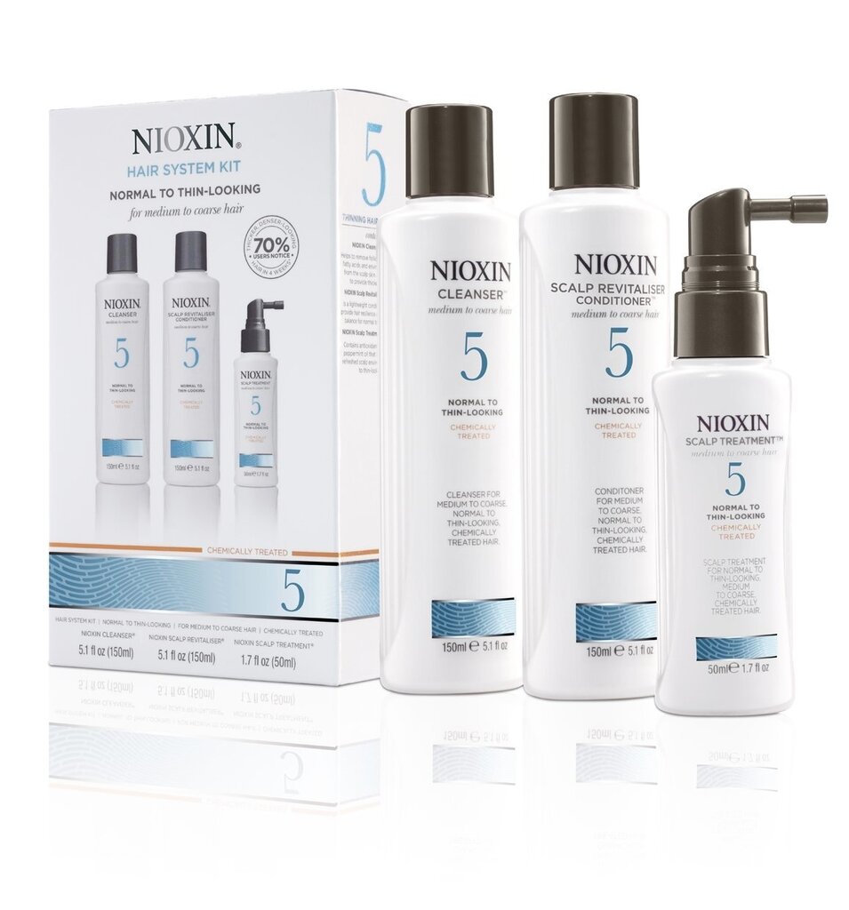 Niisutav juuksehooldusvahendite komplekt Nioxin Hair System 5: šampoon 300 ml + palsam 300 ml + seerum 100 ml цена и информация | Šampoonid | kaup24.ee