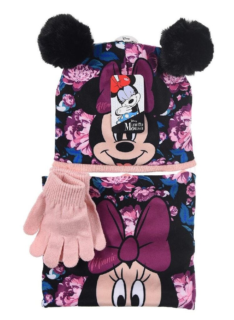 Müts, kindad ja sall tüdrukutele Minnie Mouse hind ja info | Tüdrukute mütsid, sallid, kindad | kaup24.ee
