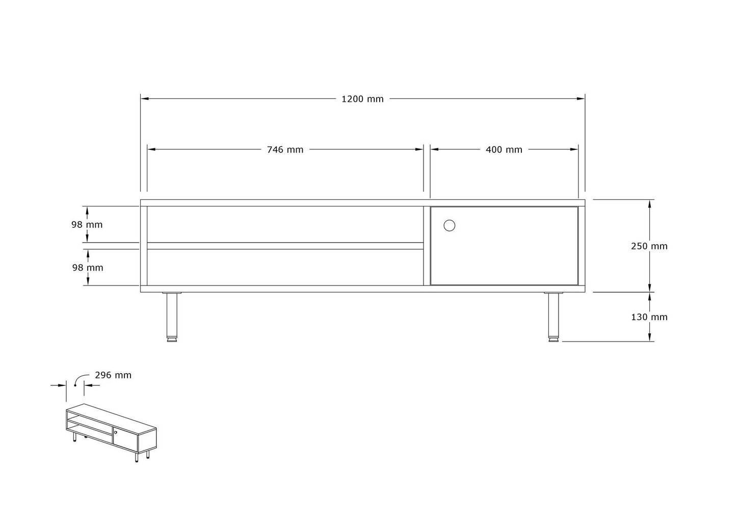 TV-alus, Asir, 120x38x30 cm, hall hind ja info | TV alused | kaup24.ee