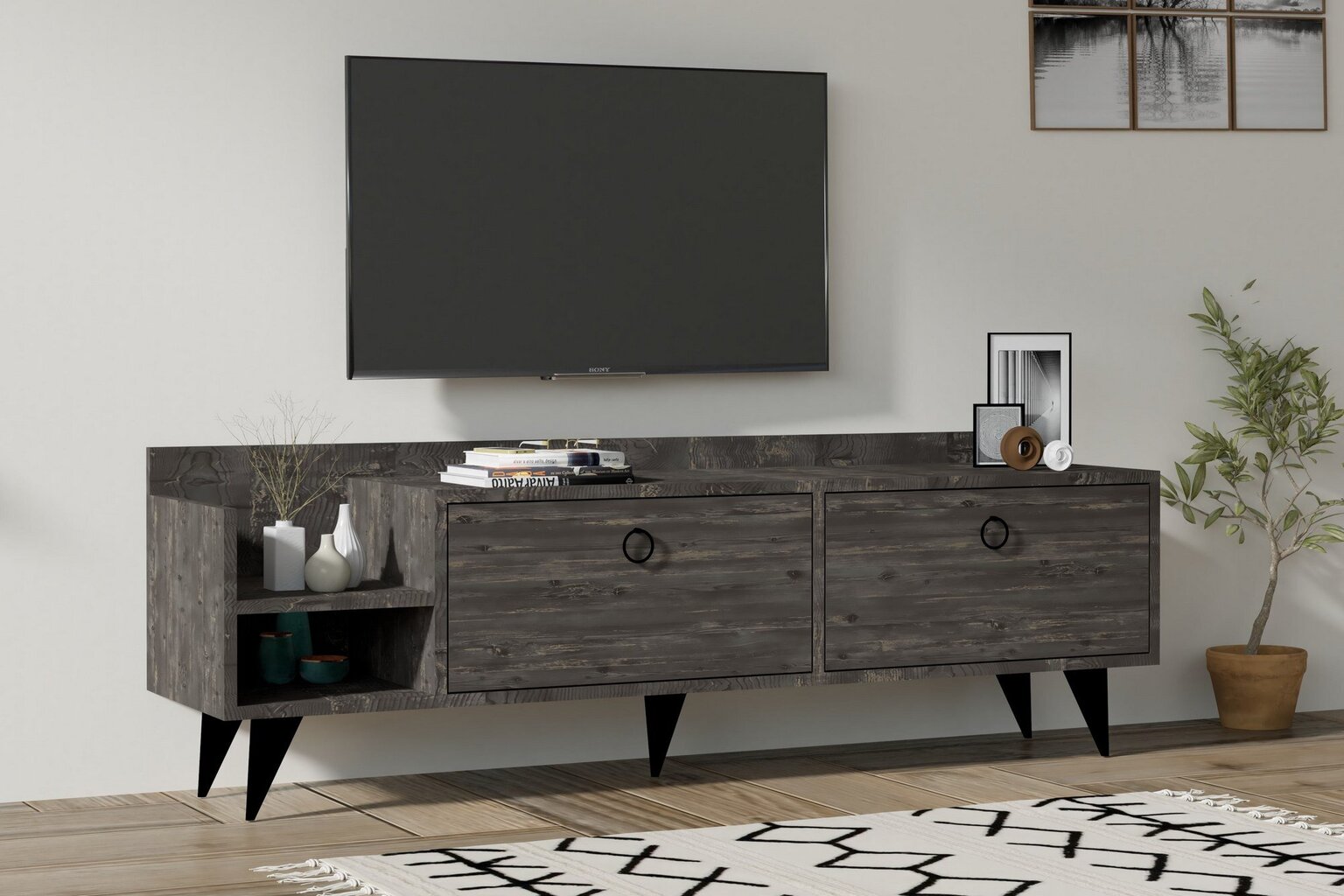 TV-alus, Asir, 150x50x36 cm, hall hind ja info | TV alused | kaup24.ee