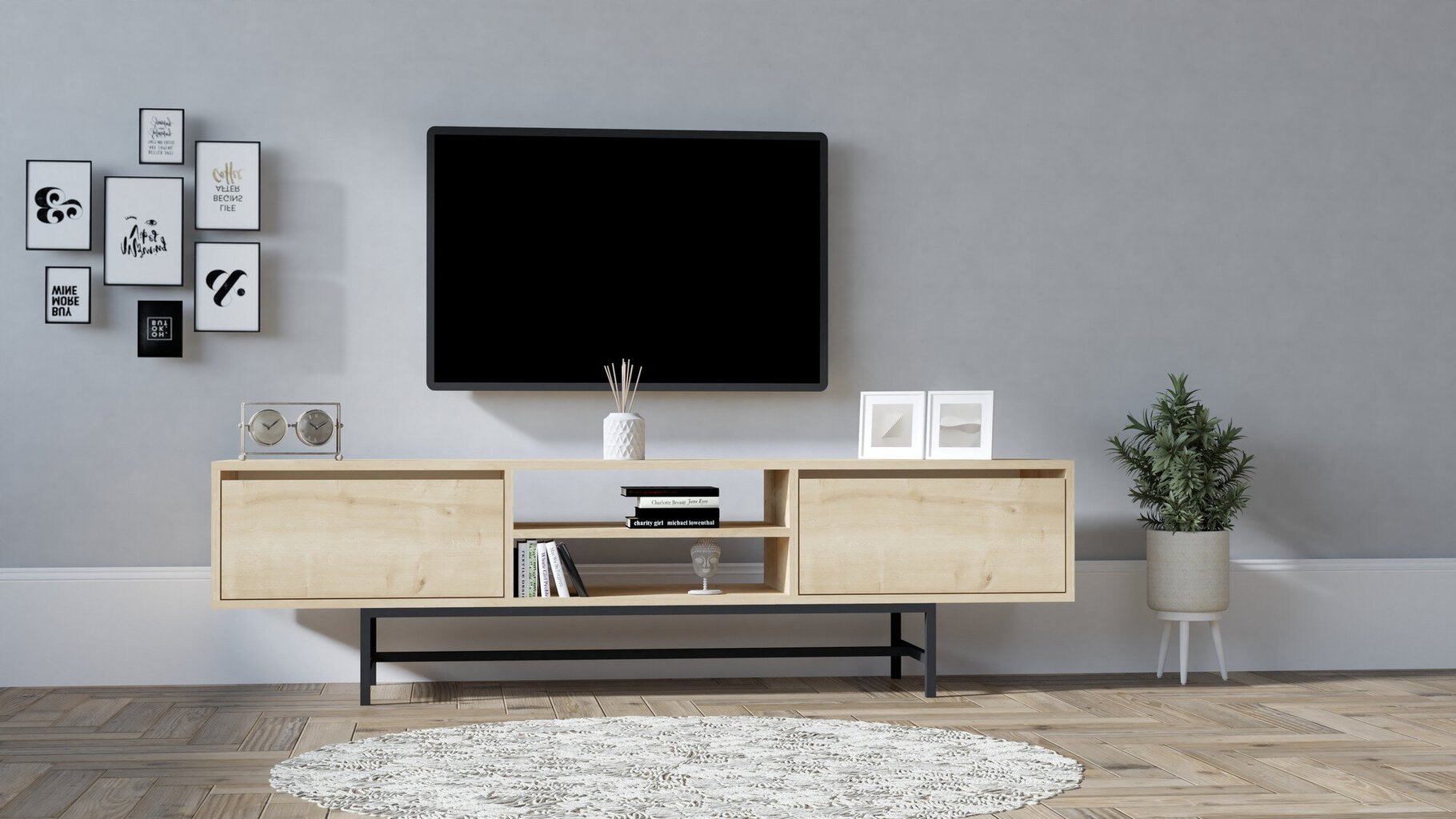 TV-alus, Asir, 180x50x40 cm, beež hind ja info | TV alused | kaup24.ee